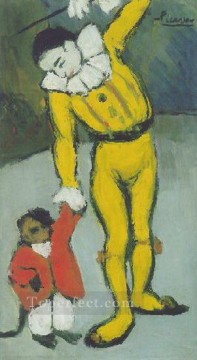 パブロ・ピカソ Painting - 猿とピエロ 1901 年キュビズム パブロ・ピカソ